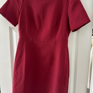 J. Crew Red Sheath Midi Dress Crew Neck Short Sleeve